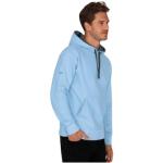 Eisblaue Melierte Sportliche Trigema Herrensweatshirts mit Knopf aus Fleece Größe 3 XL für den für den Winter 