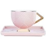 Reduzierte Rosa Art Deco Karaca Kaffeetassen-Sets 140 ml aus Porzellan 2-teilig 