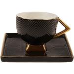 Schwarze Art Deco Karaca Kaffeetassen-Sets 140 ml aus Porzellan 