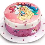 Kardasis Barbie Tortenaufleger | Essbarer Aufleger für Torten und Kuchen | Tortendekoration für den Barbie Themengeburtstag | 20cm + 3 Band