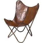 Kare Design Sessel Butterfly, Rindleder, 33cm Sitzhöhe, Relaxsessel, Vintage, Wohnzimmer, Braun, 87x80x76cm
