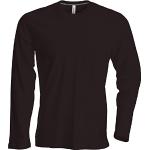 Reduzierte Schokoladenbraune Langärmelige KARIBAN Nachhaltige Rundhals-Ausschnitt T-Shirts aus Jersey für Herren Größe 3 XL 