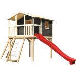 Rote TÜV-geprüfte Spieltürme & Stelzenhäuser imprägniert aus Fichte mit Dach Ständerbauweise 
