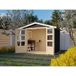 Reduzierte Graue Moderne KARIBU Design-Gartenhäuser 19mm aus Holz mit Satteldach Ständerbauweise 