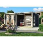 Reduzierte Graue Moderne KARIBU Design-Gartenhäuser aus Massivholz mit Flachdach 