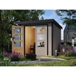 Reduzierte Anthrazitfarbene Moderne KARIBU Design-Gartenhäuser 19mm aus Fichte 
