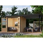 Reduzierte Moderne KARIBU Design-Gartenhäuser 19mm aus Fichte mit Anbau 