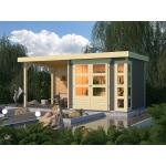 Reduzierte Graue KARIBU Gartenhaus-Anbauten aus Holz mit Anbau 