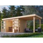 Reduzierte KARIBU Gartenhäuser aus Holz mit Flachdach Ständerbauweise 