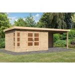 Moderne KARIBU Gartenbüros imprägniert 28mm aus Massivholz mit Pultdach Ständerbauweise 