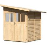 Braune Moderne KARIBU Wandlitz Design-Gartenhäuser aus Fichte mit Pultdach Ständerbauweise 