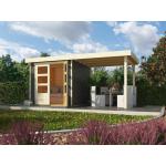 Reduzierte Graue Moderne KARIBU Gartenhaus-Anbauten imprägniert aus Fichte mit Anbau 