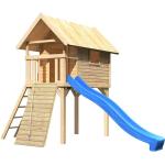 Blaue TÜV-geprüfte Spieltürme & Stelzenhäuser imprägniert aus Fichte mit Dach Ständerbauweise 