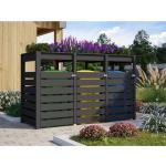 Anthrazitfarbene KARIBU Mülltonnenboxen aus Holz bepflanzbar 