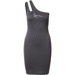 Dunkelgraue Ärmellose Mini One Shoulder Minikleider & kurze Kleider aus Polyester für Damen Größe XS 