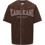 Braune Unifarbene Karl Kani V-Ausschnitt Regular Fit Hemden aus Cord für Herren Größe XL 