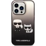 Karl Lagerfeld Gradient Karl und Choupette Back Cover für iPhone 14 Pro Schwarz