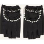 Schwarze Karl Lagerfeld Karl Fingerlose Handschuhe & Halbfinger-Handschuhe mit Perlen aus Leder für Damen Größe 5.5 