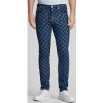 Blaue Karl Lagerfeld Karl 5-Pocket Jeans mit Reißverschluss aus Baumwolle für Herren Weite 32, Länge 32 