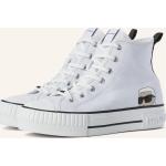 Weiße Karl Lagerfeld Karl Low Sneaker mit Schnürsenkel aus Nappaleder für Damen Größe 38 