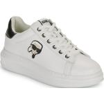 Reduzierte Weiße Karl Lagerfeld Karl Low Sneaker aus Leder für Damen Größe 39 mit Absatzhöhe 3cm bis 5cm 