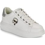 Reduzierte Weiße Karl Lagerfeld Karl Low Sneaker aus Leder für Damen Größe 41 mit Absatzhöhe 5cm bis 7cm 
