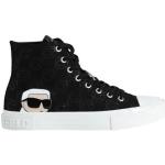 Reduzierte Schwarze Karl Lagerfeld Karl High Top Sneaker & Sneaker Boots mit Schnürsenkel aus Baumwolle Gefüttert für Damen Größe 40 für den für den Winter 