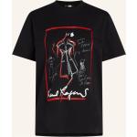 Reduzierte Schwarze Bestickte Kurzärmelige Karl Lagerfeld Karl Bio T-Shirts aus Baumwolle für Damen Größe S 
