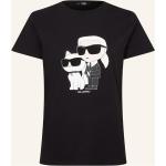 Schwarze Kurzärmelige Karl Lagerfeld Karl T-Shirts aus Baumwolle für Damen Größe S 