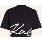 Schwarze Elegante Kurzärmelige Karl Lagerfeld Karl Bio T-Shirts aus Baumwolle für Damen Größe M 