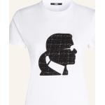 Weiße Kurzärmelige Karl Lagerfeld Karl Bio T-Shirts aus Baumwolle für Damen Größe XS 