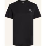 Schwarze Kurzärmelige Karl Lagerfeld Karl Bio T-Shirts mit Glitzer aus Baumwolle für Damen Größe M 