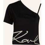 Schwarze Karl Lagerfeld Karl Schulterfreie T-Shirts aus Viskose für Damen Größe S 