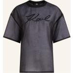 Schwarze Elegante Karl Lagerfeld Karl T-Shirts durchsichtig aus Organza für Damen Größe S 