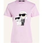 Lila Kurzärmelige Karl Lagerfeld Karl Bio T-Shirts aus Baumwolle für Damen Größe XS 