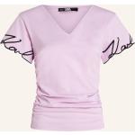 Lila Elegante Karl Lagerfeld Karl Bio V-Ausschnitt T-Shirts aus Baumwolle für Damen Größe XS 