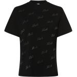 Schwarze Karl Lagerfeld Karl Rundhals-Ausschnitt T-Shirts mit Glitzer für Damen Größe L 