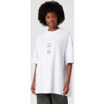 Weiße Karo Oversize Karo Kauer T-Shirts aus Baumwolle für Damen Größe M 