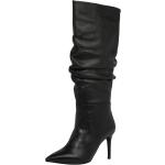 Schwarze Spitze Pfennigabsatz High-Heel Stiefel ohne Verschluss aus Glattleder für Damen Größe 41 mit Absatzhöhe 5cm bis 7cm 