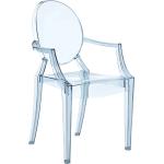 Eisblaue Kartell Louis Ghost Transparente Stühle aus Kunststoff stapelbar Breite 50-100cm, Höhe 50-100cm, Tiefe 50-100cm 6-teilig 