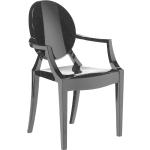 Schwarze Moderne Ovale Transparente Stühle aus Samt mit Armlehne Tiefe 0-50cm 
