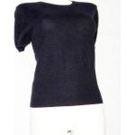 Schwarze Kurzärmelige Kaschmir-Pullover aus Wolle für Damen Größe XS 
