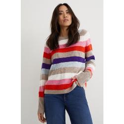 Kaschmir-Pullover-gestreift, Multicolor, L
