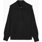 Schwarze COS Kaschmir-Pullover mit Knopf aus Wolle für Damen Größe M 