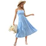 Hellblaue Elegante Ärmellose Kate Kasin Maxi Spaghettiträger-Kleider aus Polyester für Damen Größe L für den für den Sommer 