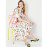 Reduzierte Weiße Blumenmuster Kate Spade Midi Freizeitkleider ohne Verschluss aus Baumwolle maschinenwaschbar für Damen Größe S 