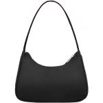 Schwarze Retro Damenschultertaschen & Damenshoulderbags mit Reißverschluss aus Stoff klein für Partys 