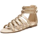 Goldene Elegante Römersandalen & Gladiator Sandalen mit Riemchen aus Leder für Damen Größe 36 für den für den Sommer 