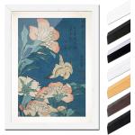 Katsushika Hokusai - Pfingstrosen und Kanarienvogel, Farbe:Weiß, Größe:60x80cm A1