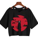 Katze Itachi T-Shirt Japanisches lustiges Akatsuki T-Shirt Frauen Grafik Anime Tokyo Ghoul T-Shirt Crop Top weibliche Kawaii Kleidung